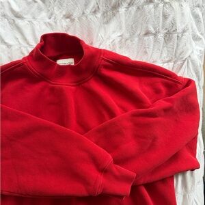Abercrombie & Fitch Red Mock Neck Fleece Pullover